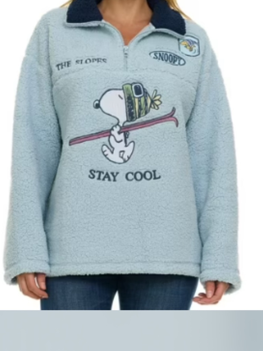 Women’s Snoopy Winter Sherpa Quarter Zip Blue